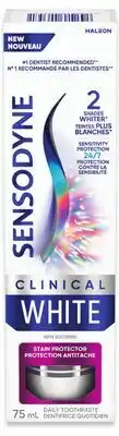 Walmart Dentifrice Renforcement de l'émail ou Protection antitache Clinical White de Sensodyne offer