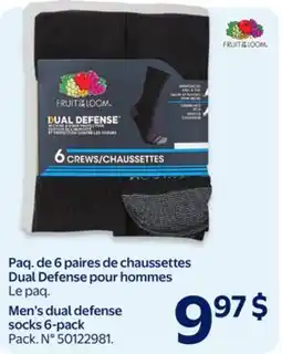 Walmart Paq. de 6 paires de chaussettes Dual Defense pour hommes offer