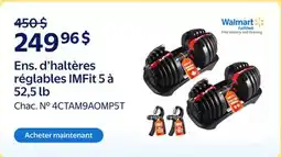 Walmart Ens. d'haltères réglables IMFit 5 à 52,5 lb offer