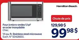Walmart Four a micro-ondes 1,1 pi en acier inoxydable offer