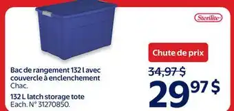 Walmart Bac de rangement 132 l avec couvercle à enclenchement offer