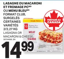 L'Intermarché LASAGNE OU MACARONI ET FROMAGE OU MENU BLEU | LASAGNA OR MACARONI & CHEESE offer