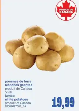 Wholesale Club POMMES DE TERRE BLANCHES GÉANTES, 50 lb offer