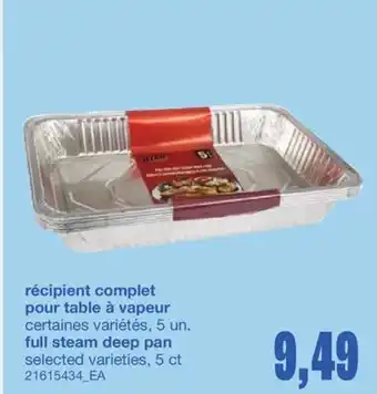Wholesale Club RÉCIPIENT COMPLET POUR TABLE À VAPEUR, 5 UN offer