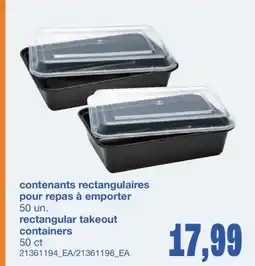 Wholesale Club CONTENANTS RECTANGULAIRES POUR REPAS À EMPORTER, 50 un offer