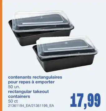 Wholesale Club CONTENANTS RECTANGULAIRES POUR REPAS À EMPORTER, 50 un offer