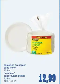 Wholesale Club ASSIETTES EN PAPIER, 125 UN offer