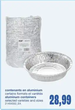 Wholesale Club CONTENANTS EN ALUMINIUM offer
