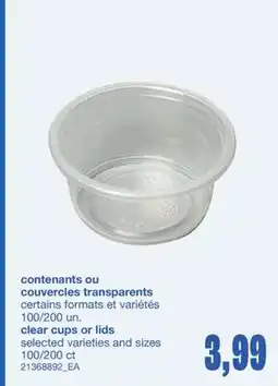 Wholesale Club CONTENANTS OU COUVERCLES TRANSPARENTS, 100/200 UN offer