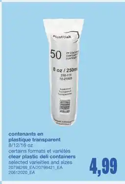 Wholesale Club CONTENANTS EN PLASTIQUE TRANSPARENT, 8/12/16 OZ offer