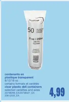 Wholesale Club CONTENANTS EN PLASTIQUE TRANSPARENT, 8/12/16 OZ offer