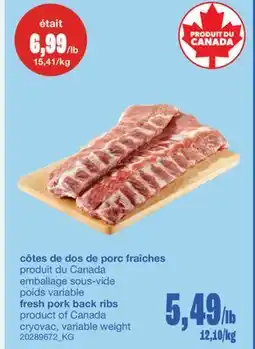 Wholesale Club CÔTES DE DOS DE PORC FRAÎCHES offer