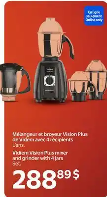 Walmart Mélangeur et broyeur Vision Plus de Videm avec 4 récipients offer