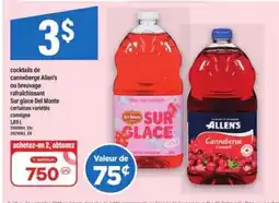 Maxi cocktails de canneberge Allen's ou boisson rafraîchissante Sur glace Del Monte offer