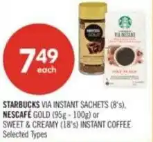 Shoppers Drug Mart Starbucks via instant sachets and nescafe gold offer