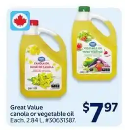 Walmart Great Value Canola or Vegetable Oil offer