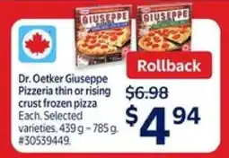 Walmart Dr. Oetker Giuseppe Pizzeria Thin or Rising Crust Frozen Pizza offer