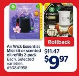 Walmart Air Wick Essential Mist Kit or Scented Oil Refills 2-Pack offer