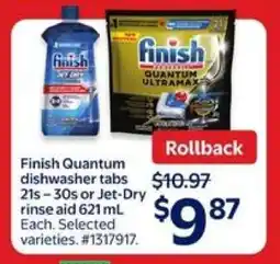 Walmart Finish Quantum Dishwasher Tabs or Jet-Dry Rinse Aid offer
