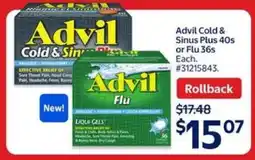 Walmart Advil Cold & Sinus Plus 40s or Flu 36s offer