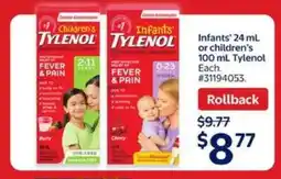 Walmart Infants' or Children's Tylenol offer