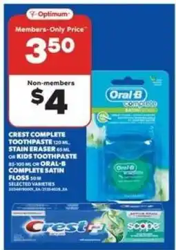 Real Canadian Superstore Crest Complete Toothpaste or Oral-B Complete Satin Floss offer