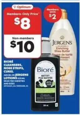Real Canadian Superstore Biore Cleansers, Nose Strips, Curel or Jergens Lotions offer