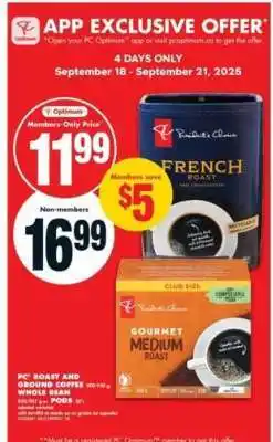 No Frills PC Roast and Ground Coffee Whole Bean offer
