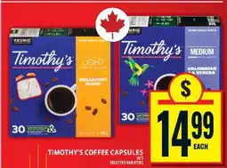 Food Basics TIMOTHY’S COFFEE CAPSULES offer