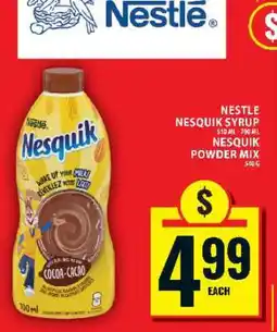 Food Basics Nestlé Nesquik Syrup & Powder Mix offer