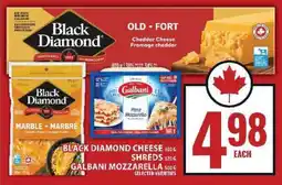 Food Basics Black Diamond Cheese Shreds & Galbani Mozzarella offer