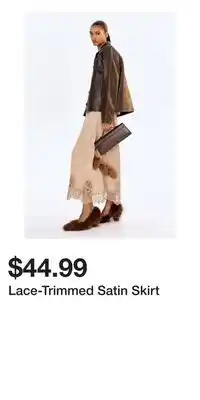 H&M Lace-Trimmed Satin Skirt offer