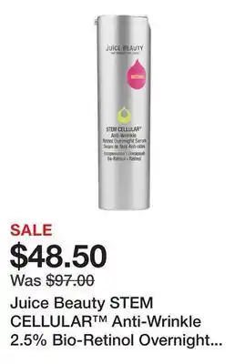 Sephora Juice Beauty STEM CELLULAR Anti-Wrinkle 2.5% Bio-Retinol Overnight Serum offer