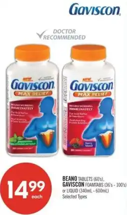 Shoppers Drug Mart Beano tablets and Gaviscon offer