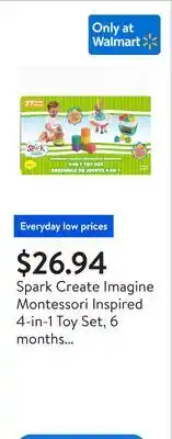 Walmart Spark Create Imagine Montessori Inspired 4-in-1 Toy Set, 6 months and up offer