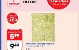 Wholesale Club Shredded iceberg lettuce offer