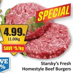 Starsky Fresh Homestyle Beef Burgers offer