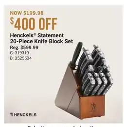 Cabela's Henckels Statement 20-Piece Knife Block Set offer