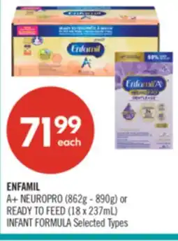 Shoppers Drug Mart ENFAMIL A+ NEUROPRO (862g - 890g) or READY TO FEED (18 x 237mL) INFANT FORMULA offer