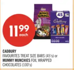 Shoppers Drug Mart CADBURY FAVOURITES TREAT SIZE BARS (45's) or MUMMY MUNCHIES FOIL WRAPPED CHOCOLATES (100's) offer