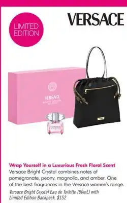 Shoppers Drug Mart Versace Bright Crystal Eau de Toilette (90mL) with Limited Edition Backpack offer