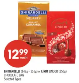 Shoppers Drug Mart GHIRARDELLI (142g - 151g) or LINDT LINDOR (150g) CHOCOLATE BAG offer