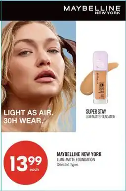 Shoppers Drug Mart MAYBELLINE NEW YORK LUMI-MATTE FOUNDATION offer