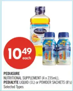 Shoppers Drug Mart PEDIASURE NUTRITIONAL SUPPLEMENT (4 x 235mL), PEDIALYTE LIQUID (1L) or POWDER SACHETS (8's) offer