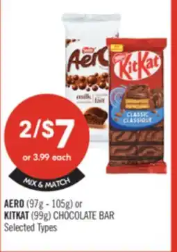 Shoppers Drug Mart AERO (97g-105g) or KITKAT (99g) CHOCOLATE BAR offer