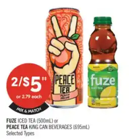 Shoppers Drug Mart FUZE ICED TEA (500mL) or PEACE TEA CAN BEVERAGES (695mL) offer