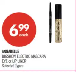 Shoppers Drug Mart ANNABELLE BIGSHOW ELECTRO MASCARA, EYE or LIP LINER offer