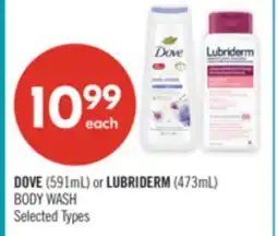 Shoppers Drug Mart DOVE (591mL) or LUBRIDERM (473mL) BODY WASH offer