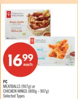 Shoppers Drug Mart PC MEATBALLS (907g) or CHICKEN WINGS (800g - 907g) offer