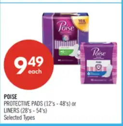 Shoppers Drug Mart POISE PROTECTIVE PADS (12's-48's) or LINERS (28's-54's) offer